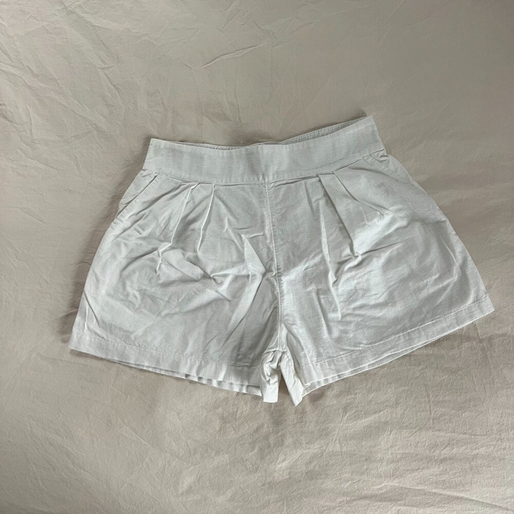 Abercrombie High Rise Linen Blend Pull On Shorts